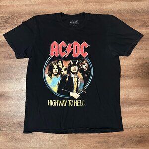 AC/DC Highway To Hell Short Sleeve Large Black Cotton Graphic Band T Shirt